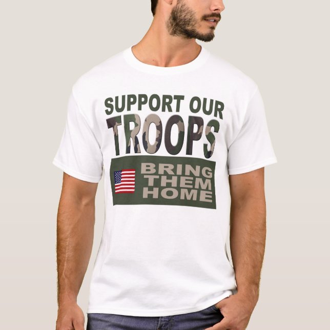 CAMISETA APOIE NOSSAS TROPAS TRAZEM-NAS HOME (Frente)