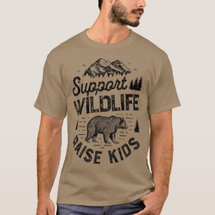 Camiseta Apoie o Wildlife Raise Kids Meninos Mãe Pai Mãe