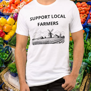 Camiseta Apoie os Agricultores Locais Fazenda Arável Moinho