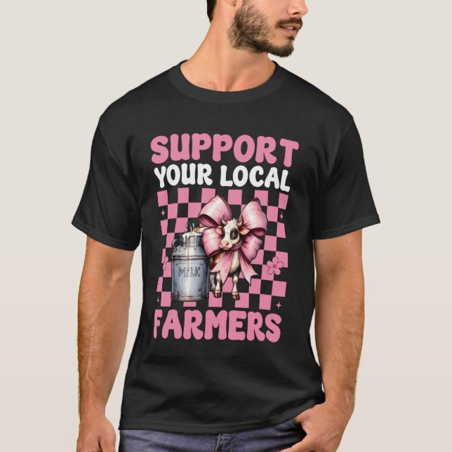 Camiseta Apoie Os Produtores Agrícolas Leiteiros Vaca Agric (Frente)