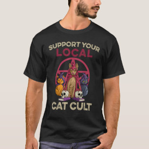 Camiseta Apoie Seu Gato Local Culto Kitty Gato Amante Retro
