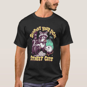 Camiseta Apoie Seus Gatos de Rua Locais, Esquilo, Gambá Eng