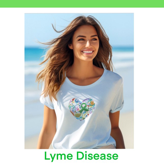 Camiseta Apoio à doença de Lyme e sensibilização, mulheres  (Lyme Disease, Green Ribbon, Womans Plus)