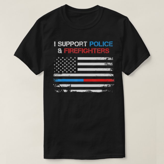 CAMISETA APOIO A POLÍCIA E OS COMBATEDORES AZUIS E VERMELHO (Frente do Design)