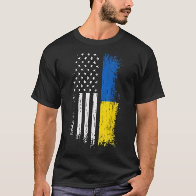 Camiseta Apoio à Ucrânia I com bandeira da Ucrânia (Frente)