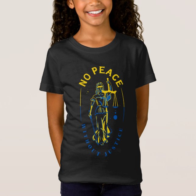 Camiseta Apoio à Ucrânia - Senhora Justiça (Frente)