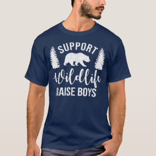 Camiseta Apoio a Wildlife Raise Boys Filhos Engraçados Mãe
