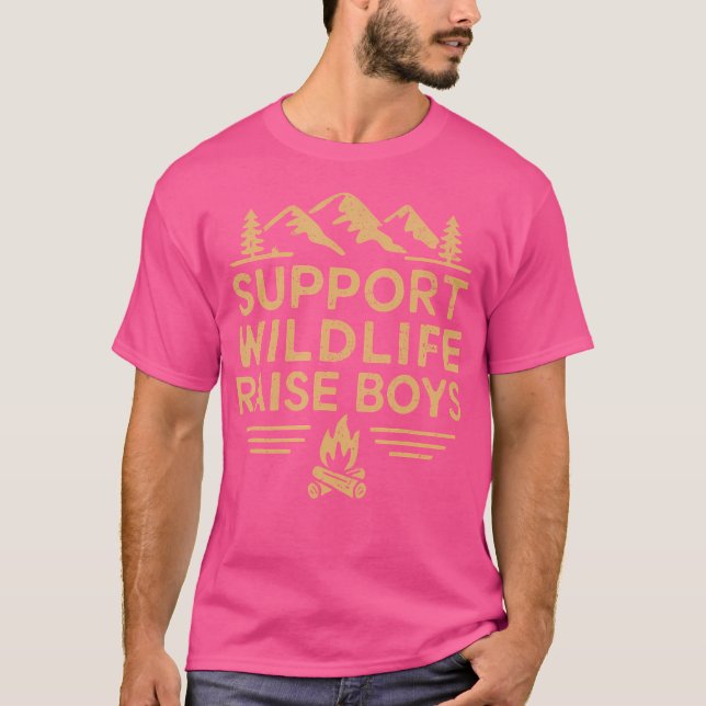 Camiseta Apoio a Wildlife Raise Boys Nature Outdoor Campfir (Frente)