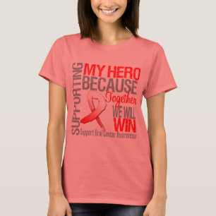 Camiseta Apoio ao meu herói - Consciência do Cancer oral