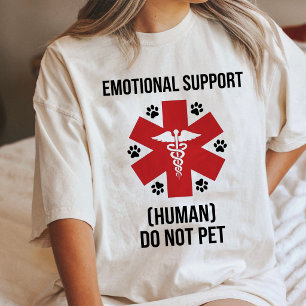Camiseta Apoio Emocional Humano Não Acaricie Slogan Diverti