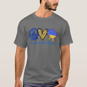 Camiseta Apoio I Stand Com A Ucrânia Peace Love Ucraniano