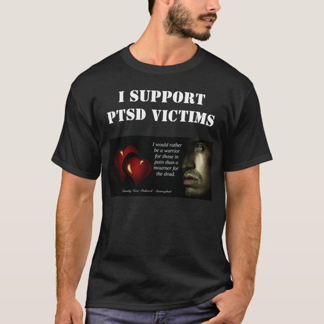 Camiseta Apoio Vítimas de TPM Dark Mens Tshirt (Frente)