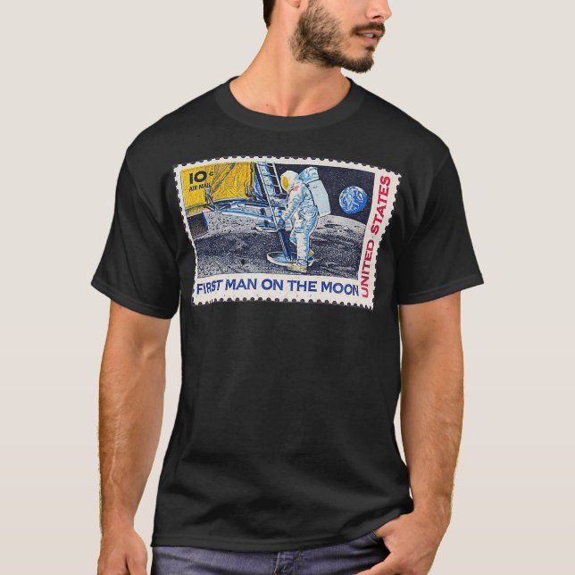 Camiseta Apollo 11 50º Primeiro Homem no Carimbo da Lua - R (Frente)