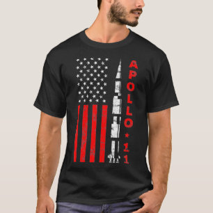 Camiseta Apollo 11 Saturn V Rocket USA Flag