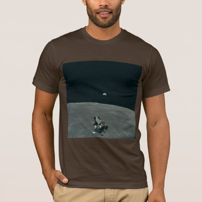 Camiseta Apollo Lunar Lander e Earthrise sobre Lua (Frente)