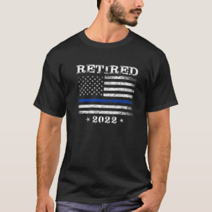 Camiseta Aposentado 2022 Thin Blue Line Policial Flag Re