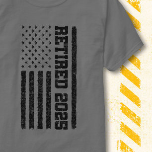 Camiseta Aposentado Bandeira Americana 2025 Retro Vintage P