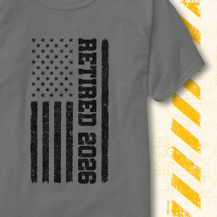 Camiseta Aposentado Bandeira Americana 2026 Retro Vintage P