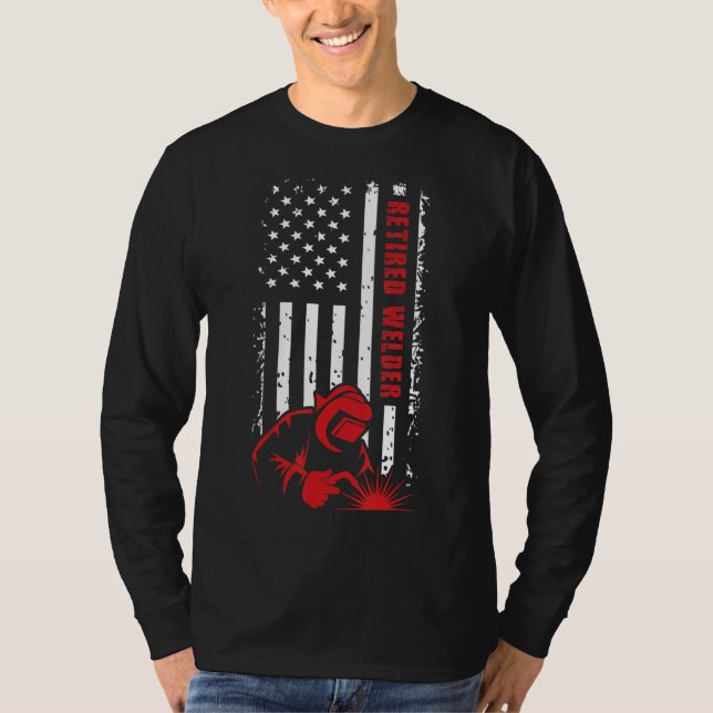 Camiseta Aposentado Soldador Norte-Americano de Bandeira (Frente)