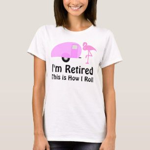 Camiseta Aposentadoria Engraçada Flamingo Rosa Camper Retro