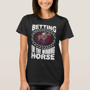 Camiseta Apostando no Jóquei do Cavalo Vencedor de Corrida 