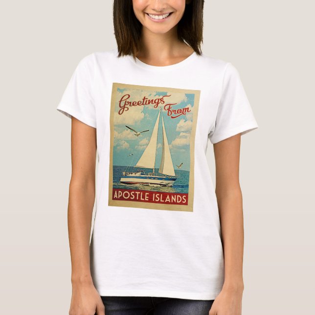 Camiseta Apostle Islands Sailboat Viagens vintage Wisconsin (Frente)