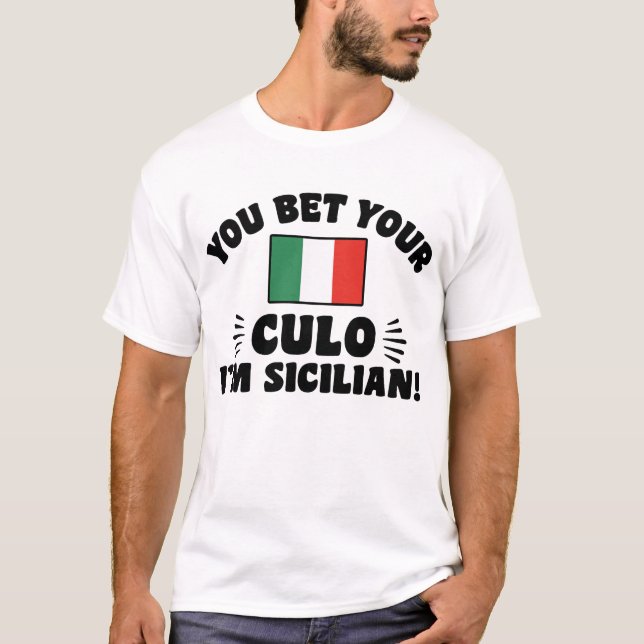 Camiseta Aposto que sou siciliano. (Frente)