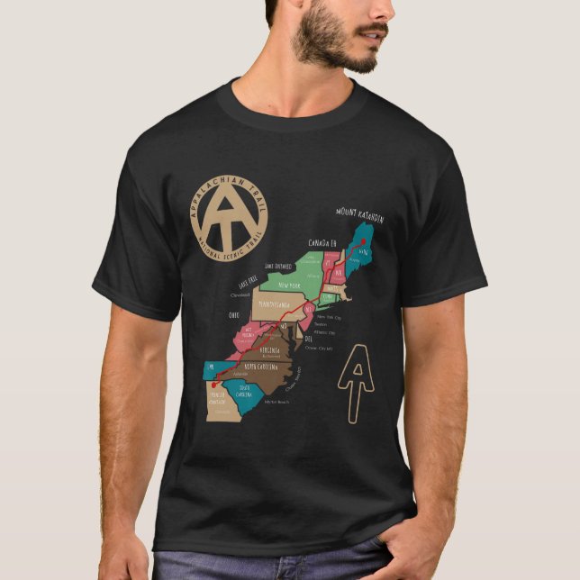 Camiseta Appalachian Trail Hiking Map  (Frente)