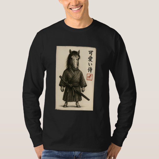 Camiseta Appaloosa Horse Samurai Ink Art Sumi-e Style Novel (Frente)
