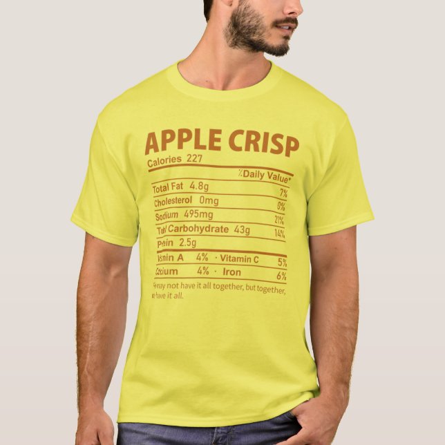 Camiseta Apple Crisp Costume Engraçado Comida de Ação de Gr (Frente)