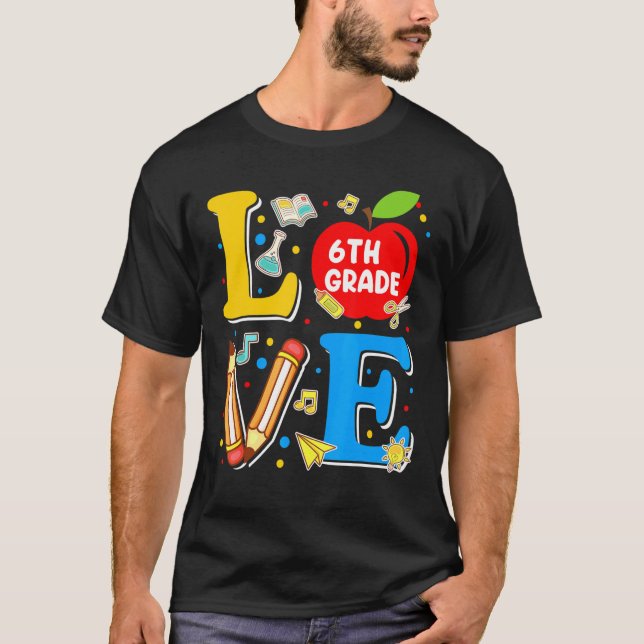 Camiseta Apple Da 6 De Amor De Volta Ao Professor Da Escola (Frente)