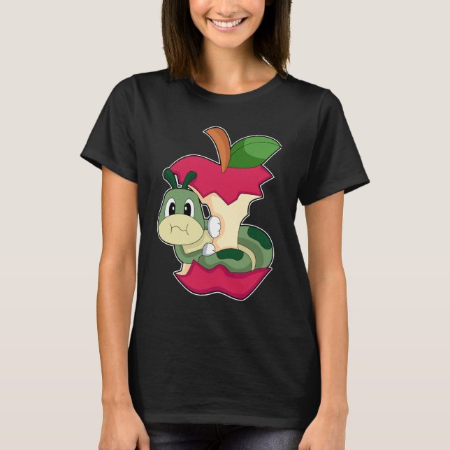 Camiseta Apple de alimentação da lagarta (Frente)