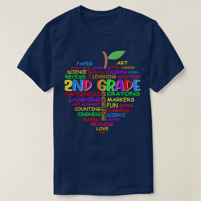 Camiseta Apple De Palavra Coração De Grau segundo De Volta  (Frente do Design)