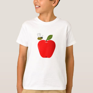 Camiseta Apple e abelha vermelhos do mel