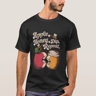 Camiseta Apple Honey Dip Repete Engraçado Rosh Hashanah Jud