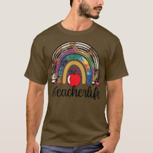 Camiseta Apple Leopard Rainbow Teacher Life Student Rock Th