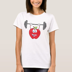 Camiseta Apple Levantando Pesos Malhação Caráter Fruta