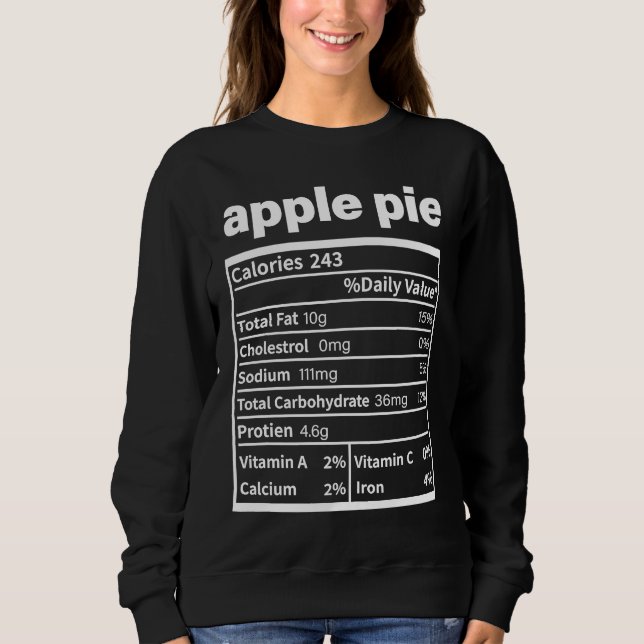 Camiseta Apple Pie Nutrition Facts  Thanksgiving Christmas  (Frente)