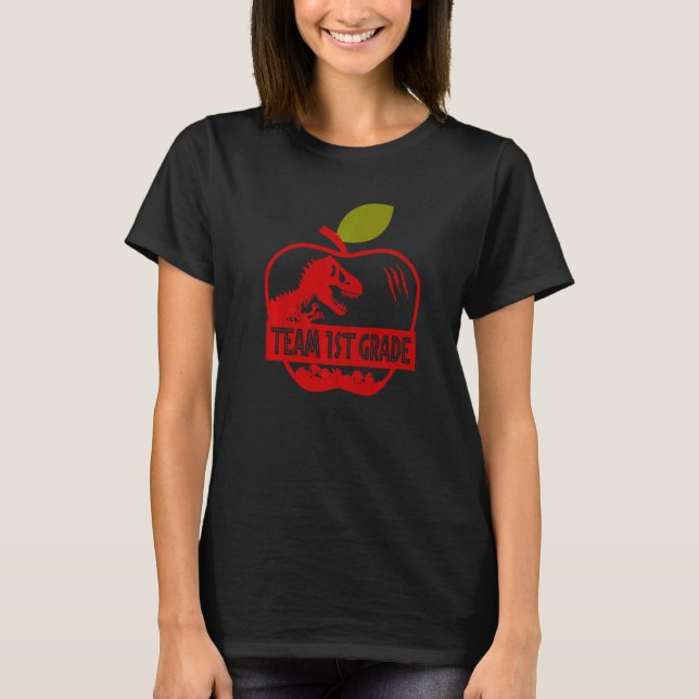 Camiseta Apple Rex Dinosaur Back To School Team 1st Grade   (Frente)