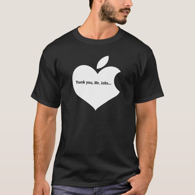 Camiseta APPLE THANK YOU MR JOBS text onblack (Frente)