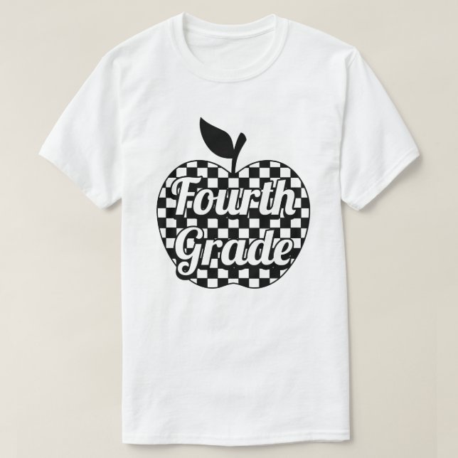 Camiseta Apple Verificada por Professores do 4º Grau (Frente do Design)