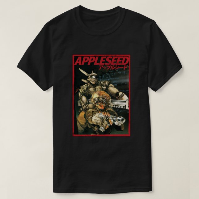 Camiseta APPLESEED - Ação Militar Cyberpunk, anos 80 Anime (Frente do Design)
