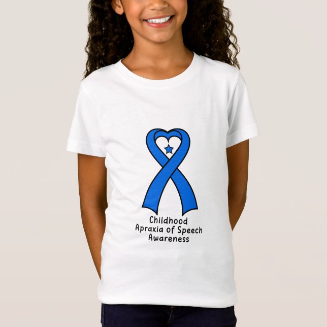 Camiseta Apraxia da infância da fita do coração do discurso (Frente)