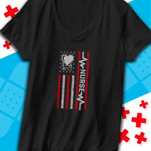 Camiseta Apreciação da Enfermeira Hero Heart da bandeira am