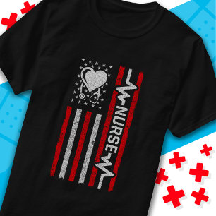 Camiseta Apreciação da Enfermeira Hero Heart da bandeira am