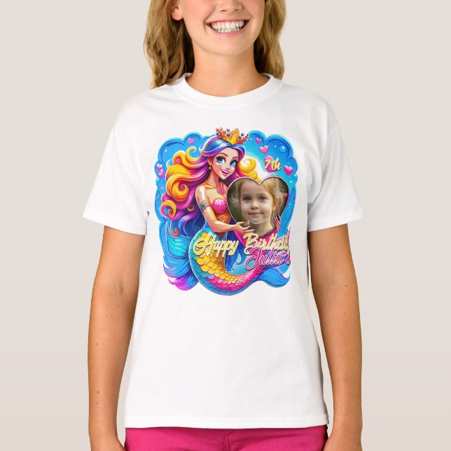 Camiseta Apreciação de Aniversário da Sereia Mágica, Presen (Frente)