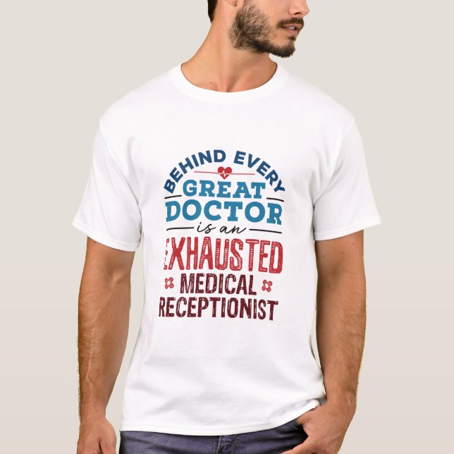 Camiseta Apreciação Médica Recepcionista Esgotada (Frente)