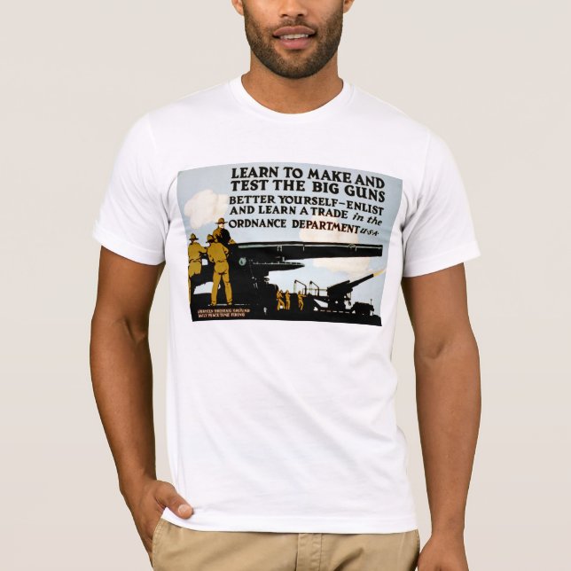 Camiseta Aprenda a fazer e testar as armas grandes! (Frente)