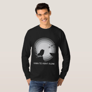 Camiseta Aprenda a Lutar Sozinho – Leão Sob a Luz do Luar T