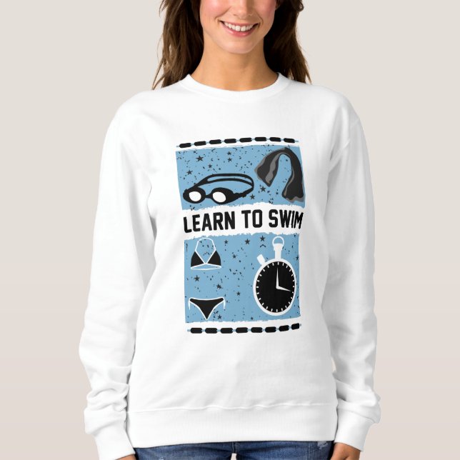 Camiseta Aprenda a Natação com esta adorável design (Frente)